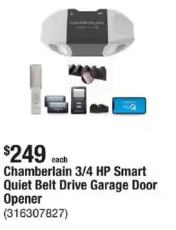 The Home Depot Chamberlain 3/4 HP Smart Quiet Belt Drive Garage Door Opener offer