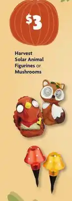 Family Dollar Harvest Solar Animal Figurines or Mushrooms offer