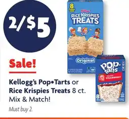 Family Dollar Kellogg's Pop • Tarts or Rice Krispies Treats offer