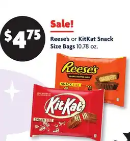 Family Dollar Reese's or KitKat Snack Size Bags offer