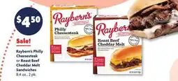 Family Dollar Raybern's Philly Cheesesteak or Roast Beef Cheddar Melt Sandwiches offer