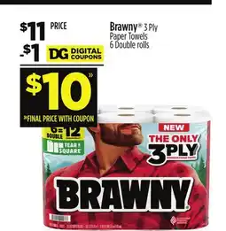 Dollar General Brawny 3 Ply Paper Towels offer