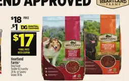 Dollar General Heartland Farms Dog Food Tender & Crunchy 24 lb. or Savory Gravy 30 lb offer