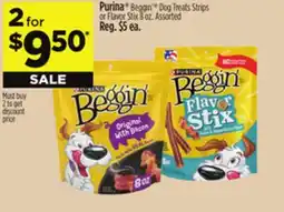 Dollar General Purina Beggin' Dog Treats Strips or Flavor Stix offer