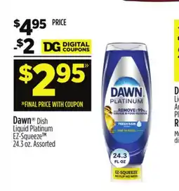 Dollar General Dawn Dish Liquid Platinum EZ-Squeeze offer