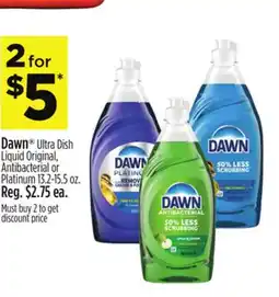 Dollar General Dawn Ultra Dish Liquid Original, Antibacterial or Platinum offer