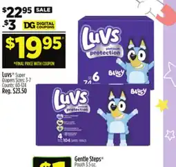 Dollar General Gentle Steps Luvs Super Diapers offer