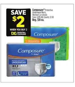 Dollar General Composure Protective Underwear offer
