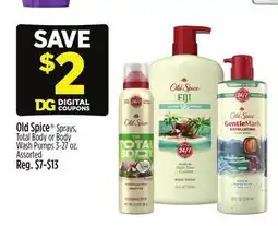 Dollar General Old Spice Sprays, Total Body or Body Wash Pumps offer