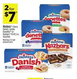 Dollar General Hostess Cherry Danish, Jumbo Donettes or Kazbars offer