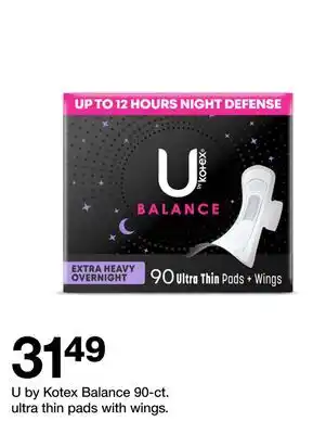 Target U by Kotex Balance 90-ct. ultra thin pads with wings offer