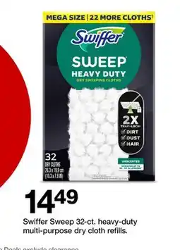 Target Swiffer Sweep 32-ct. heavy-duty multi-purpose dry cloth refills offer