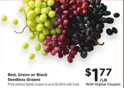 Kroger Red, green or black seedless grapes offer