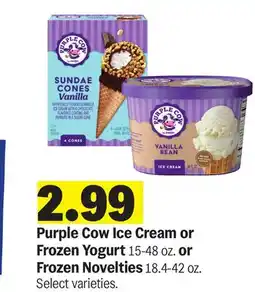 Meijer Purple Cow Ice Cream or Frozen Yogurt 15-48 oz. or Frozen Novelties 18.4-42 oz offer