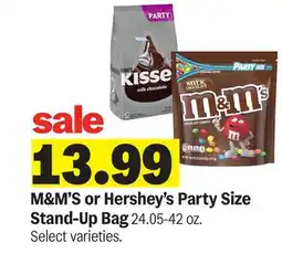 Meijer M&M'S or Hershey's Party Size Stand-Up Bag offer