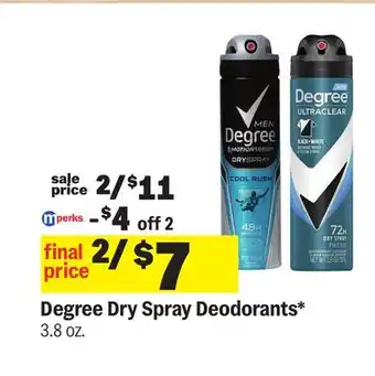 Meijer Degree Dry Spray Deodorants offer