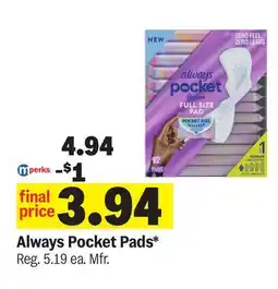 Meijer Always Pocket Pads offer