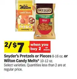 Meijer Snyder's Pretzels or Pieces 8-16 oz. or Wilton Candy Melts 10-12 oz offer
