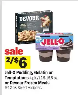 Meijer Jell-O Pudding, Gelatin or Temptations 4 pk./12.5-15.5 oz. or Devour Frozen Meals 9-12 oz offer