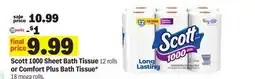 Meijer Scott 1000 Sheet Bath Tissue 12 rolls or Comfort Plus Bath Tissue offer