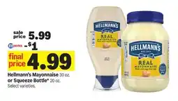Meijer Hellmann's Mayonnaise 30 oz. or Squeeze Bottle* 20 oz offer