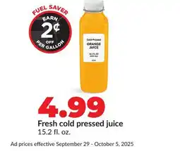 Hy-Vee Fresh cold pressed juice offer