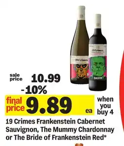 Meijer 19 Crimes Frankenstein Cabernet Sauvignon, The Mummy Chardonnay or The Bride of Frankenstein Red offer