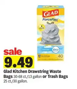 Meijer Glad Kitchen Drawstring Waste Bags 30-68 ct./13 gallon or Trash Bags 25 ct./30 gallon offer