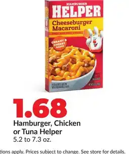 Hy-Vee Hamburger, Chicken or Tuna Helper offer