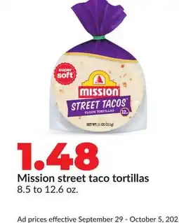 Hy-Vee Mission street taco tortillas offer