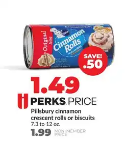Hy-Vee Pillsbury cinnamon crescent rolls or biscuits offer