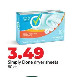 Hy-Vee Simply Done dryer sheets offer