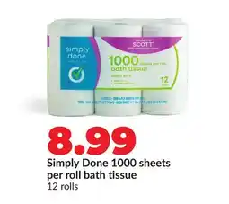 Hy-Vee Simply Done 1000 sheets per roll bath tissue offer