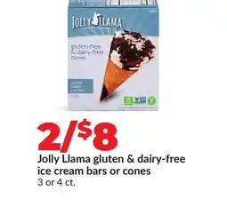 Hy-Vee Jolly Llama gluten & dairy-free ice cream bars or cones offer