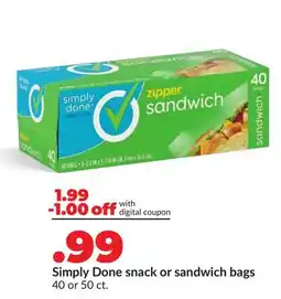 Hy-Vee Simply Done snack or sandwich bags offer