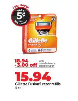 Hy-Vee Gillette Fusion5 razor refills offer