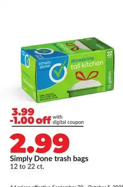 Hy-Vee Simply Done trash bags offer