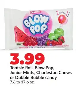 Hy-Vee Tootsie Roll, Blow Pop, Junior Mints, Charleston Chews or Dubble Bubble candy offer