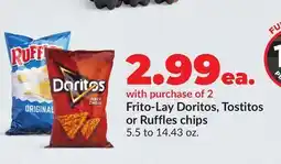 Hy-Vee Frito-Lay Doritos, Tostitos or Ruffles chips offer