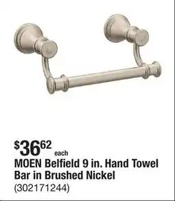 The Home Depot MOEN Belfield 9 in. Hand Towel Bar in Brushed Nickel offer