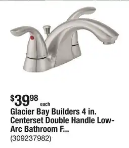 The Home Depot Glacier Bay Builders 4 in. Centerset Double Handle Low-Arc Bathroom Faucet in Brushed Nickel offer