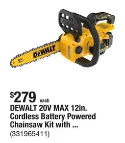 The Home Depot DEWALT 20V MAX 12in. Cordless Battery Powered Chainsaw Kit with (1) 5 Ah Battery and Charger offer