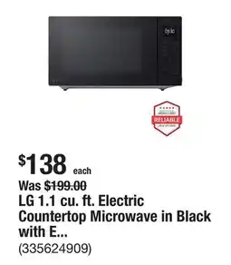The Home Depot LG 1.1 cu. ft. Electric Countertop Microwave in Black with EasyClean Interior offer