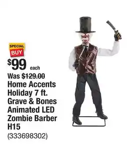 The Home Depot Home Accents Holiday 7 ft. Grave & Bones Animated LED Zombie Barber H15 offer