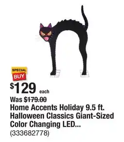 The Home Depot Home Accents Holiday 9.5 ft. Halloween Classics Giant-Sized Color Changing LED Black Cat Archway H40 offer