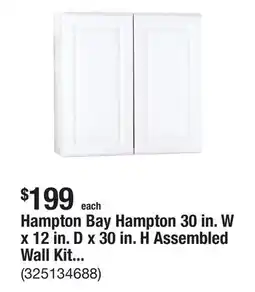 The Home Depot Hampton Bay Hampton 30 in. W x 12 in. D x 30 in. H Assembled Wall Kitchen Cabinet in Satin White offer