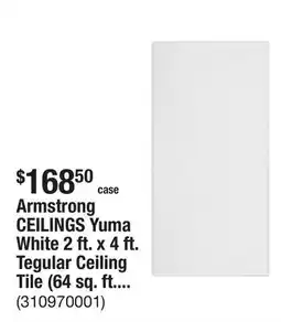 The Home Depot Armstrong CEILINGS Yuma White 2 ft. x 4 ft. Tegular Ceiling Tile (64 sq. ft. / Case) offer