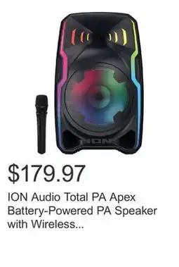 Costco ION Audio Total PA Apex Battery-Powered PA Speaker with Wireless Microphone and Dynamic Lights offer