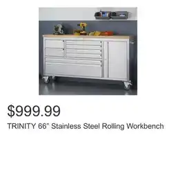 Costco TRINITY 66 Stainless Steel Rolling Workbench offer