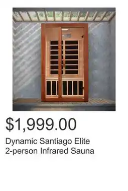 Costco Dynamic Santiago Elite 2-person Infrared Sauna offer